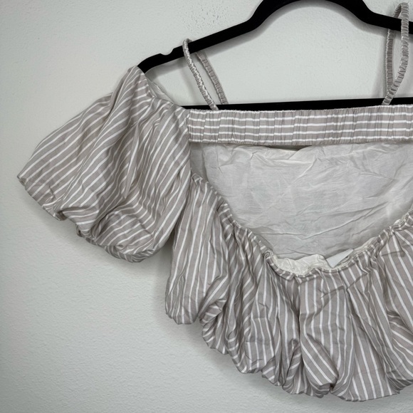 3.1 Phillip Lim Striped Balloon Sleeve Crop Top Gray White Size 0 - Picture 13 of 15
